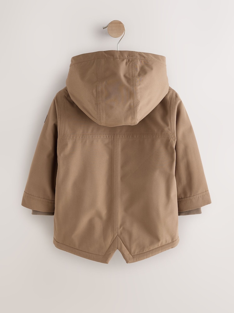 Brown Waterproof Borg Lined Parka Coat (3mths-7yrs) - Image 2 of 7 Brown Waterproof Borg Lined Parka Coat (3mths-7yrs) - Image 2 of 7