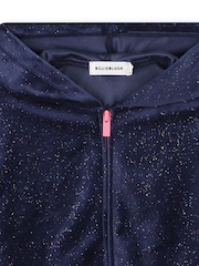 Billieblush Blue Velour Glitter Zip-Up Hoodie With Contrast Stripe - Image 3 of 3