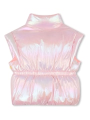 Billieblush Pink High Shine Button Through Puffer Gilet - Image 4 of 5