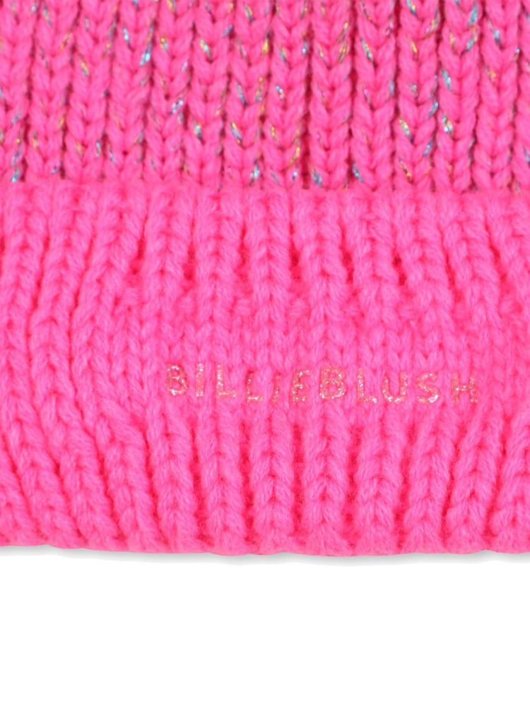 Billieblush rožnata pletena kapa z dvojnim cofom in logotipom Billieblush - Slika 7 iz 7