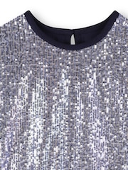 Billieblush Glitter Sequin Party Black  Dress With Mesh Skirt - Image 3 of 3