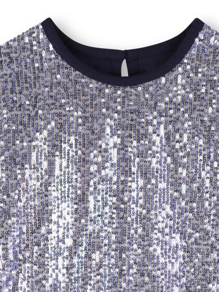 Billieblush Glitter Sequin Party Black  Dress With Mesh Skirt - Image 3 of 3