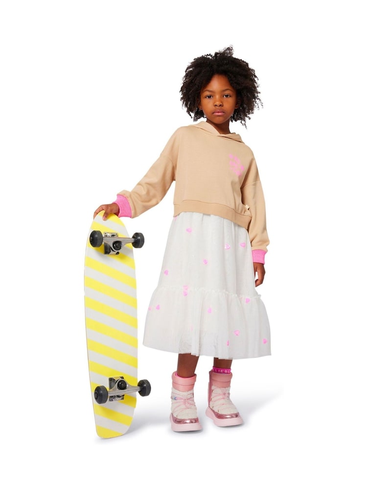 Hoodie Dress with Tulle Mesh Skirt - Image 1 of 6 Hoodie Dress with Tulle Mesh Skirt - Image 1 of 6