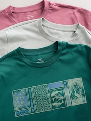 Blau/Grün/Rosa - T-Shirts mit Grafikprint im 3er-Pack - Bild 14 von 14