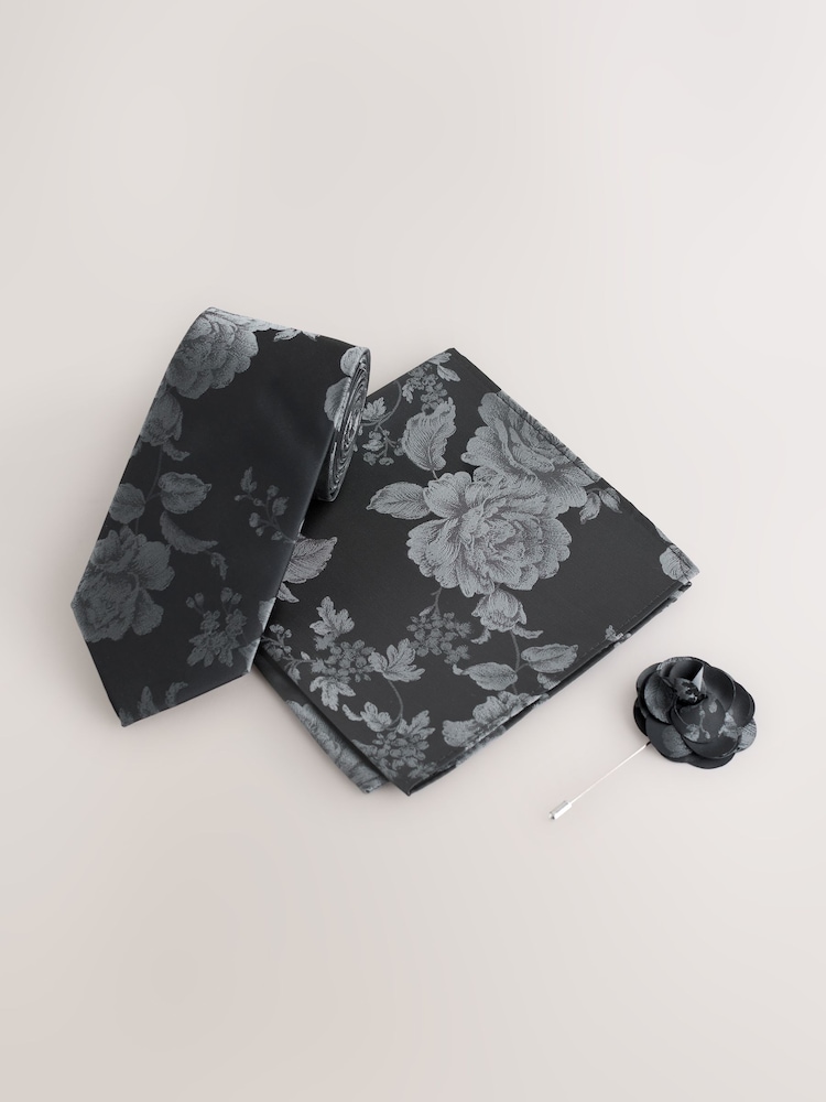 Black Tie and Pocket Square Set - Image 1 of 4