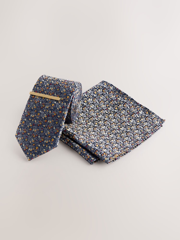 Navy Tie and Pocket Square Set - Image 1 of 4 Navy Tie and Pocket Square Set - Image 1 of 4