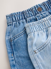 Mid Blue & Dark Blue Denim - پل آن شارٹس 2 پیک (3ماہ-10سال) - تصویر 8 از 9