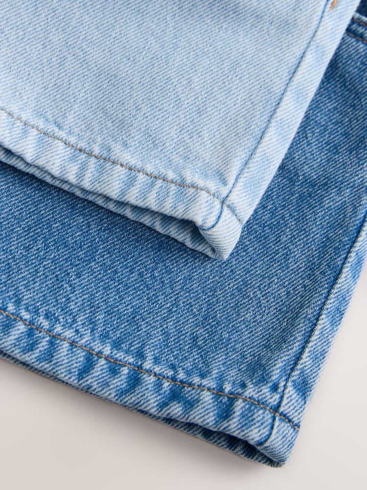 Mid Blue & Dark Blue Denim - پل آن شارٹس 2 پیک (3ماہ-10سال) - تصویر 9 از 9