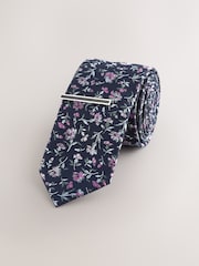 Navy Pattern Tie - Image 4 of 6