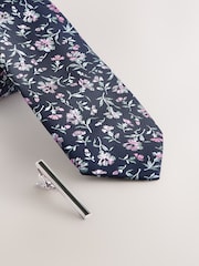 Navy Pattern Tie - Image 5 of 6