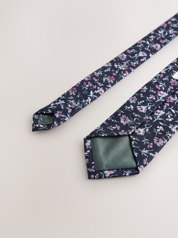 Navy Pattern Tie - Image 6 of 6
