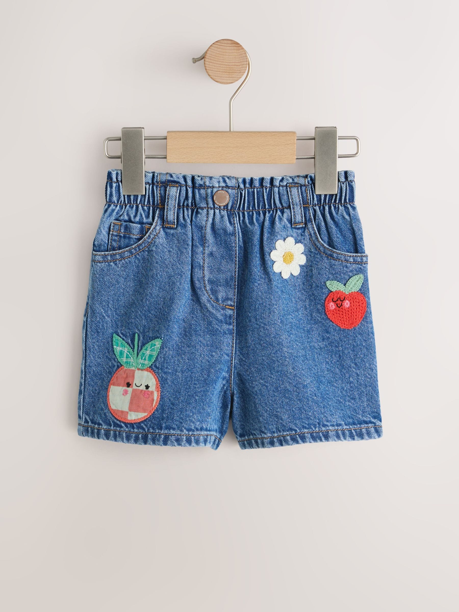 Buy Mid Blue Denim Fruit Character Pull On Denim Shorts (3mths