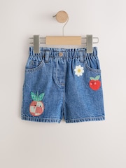 Mid Blue Denim Fruit Character Pullon Shorts (3mths-7yrs) - Image 1 of 4