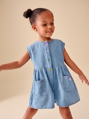 Blue Denim Sleeveless Playsuit (3mths-7yrs) - Image 1 of 5