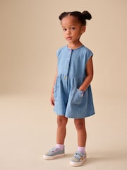 Blue Denim Sleeveless Playsuit (3mths-7yrs) - Image 2 of 5