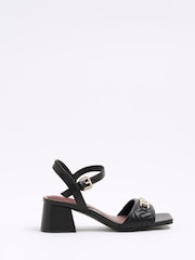 River Island Black Wide Fit  Snaffle Block Heeled Sandals - Image 2 of 6