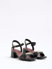 River Island Black Wide Fit  Snaffle Block Heeled Sandals - Image 3 of 6