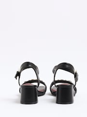 River Island Black Wide Fit  Snaffle Block Heeled Sandals - Image 4 of 6