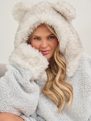 Loungeable Grey Tipped Faux Fur Hood Borg Snuggle Hoodie - Image 3 of 4