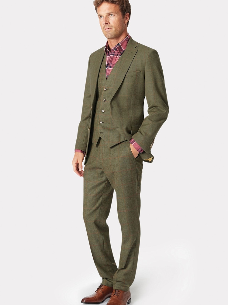 Brook Taverner Green Wool Check Suit Jacket - Image 2 of 4 Brook Taverner Green Wool Check Suit Jacket - Image 2 of 4