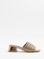 River Island Brown Wide Fit Woven Block Heeled Sandals - Image 2 of 6