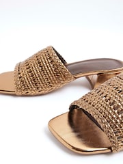 River Island Brown Wide Fit Woven Block Heeled Sandals - Image 5 of 6