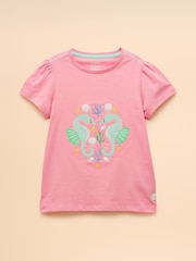 Joules Astra Pink Applique Cotton T-Shirt - Image 1 of 4