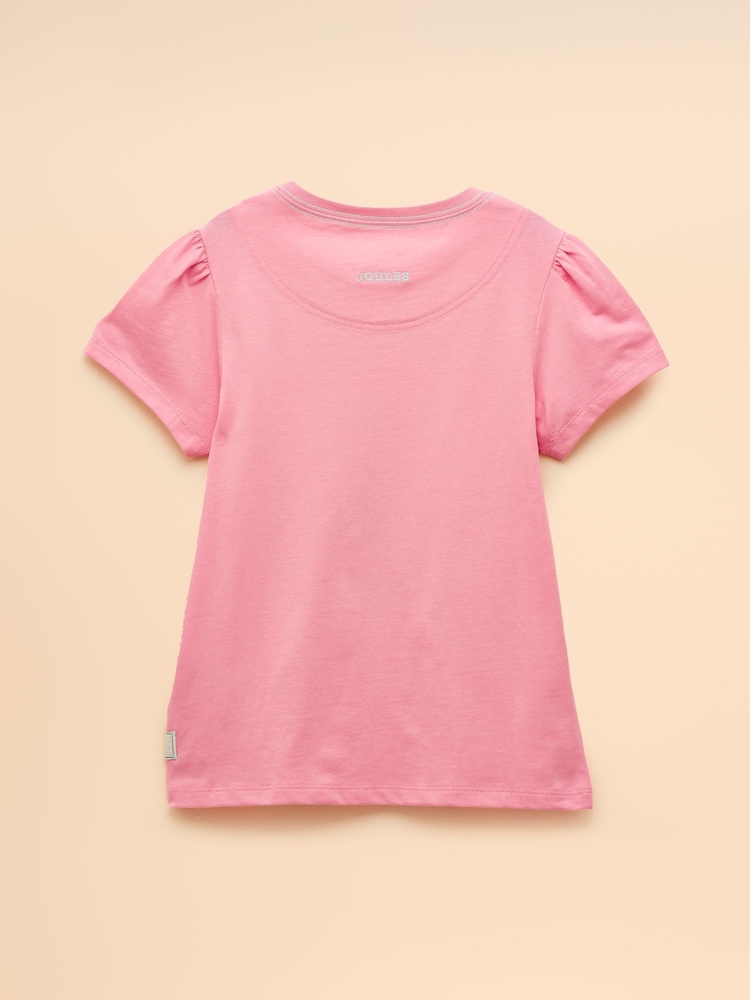 Joules Astra Pink Applique Cotton T-Shirt - Image 2 of 4