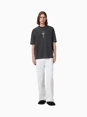 AllSaints Black Knox Short Sleeve Crew 100% Organic Cotton T-Shirt - Image 3 of 7