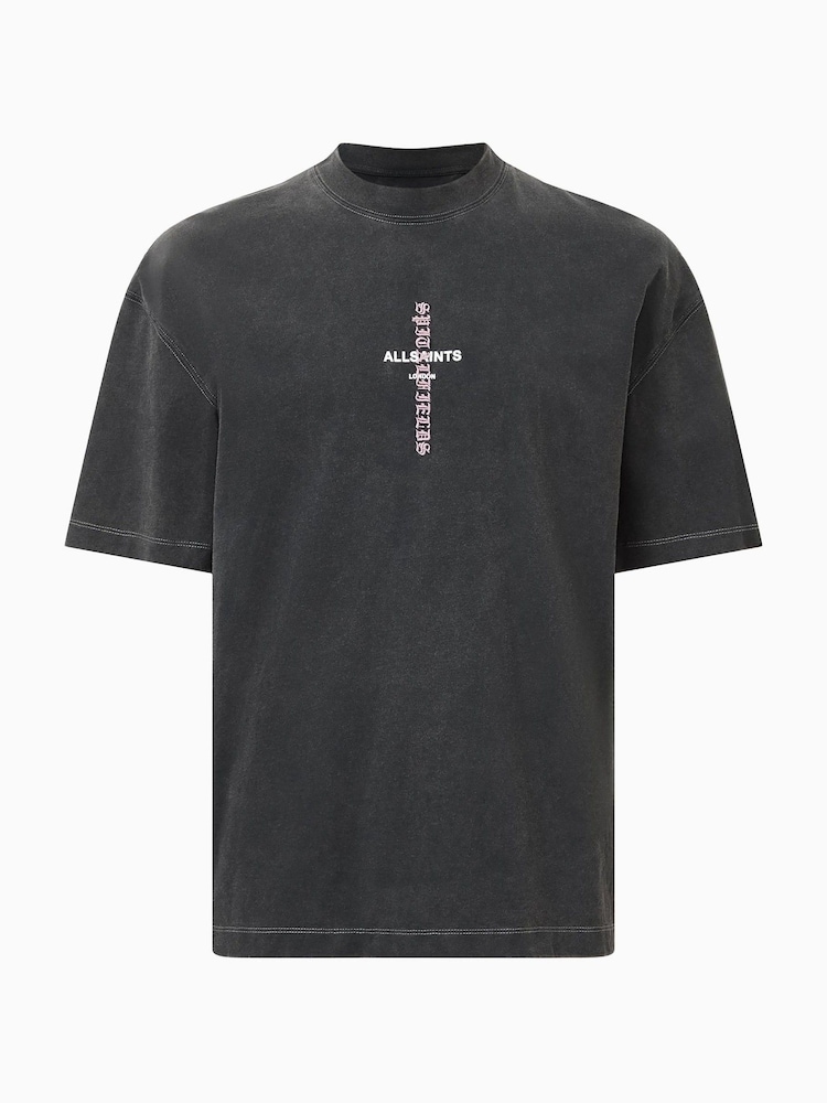 AllSaints Black Knox Short Sleeve Crew 100% Organic Cotton T-Shirt - Image 7 of 7