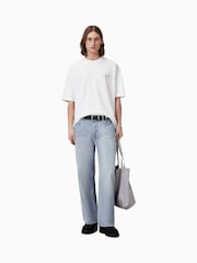AllSaints Blue Light Underground Black/Blue Oversized Cotton Crew Neck T-Shirt - Image 4 of 7