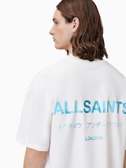 AllSaints Blue Light Underground Black/Blue Oversized Cotton Crew Neck T-Shirt - Image 6 of 7