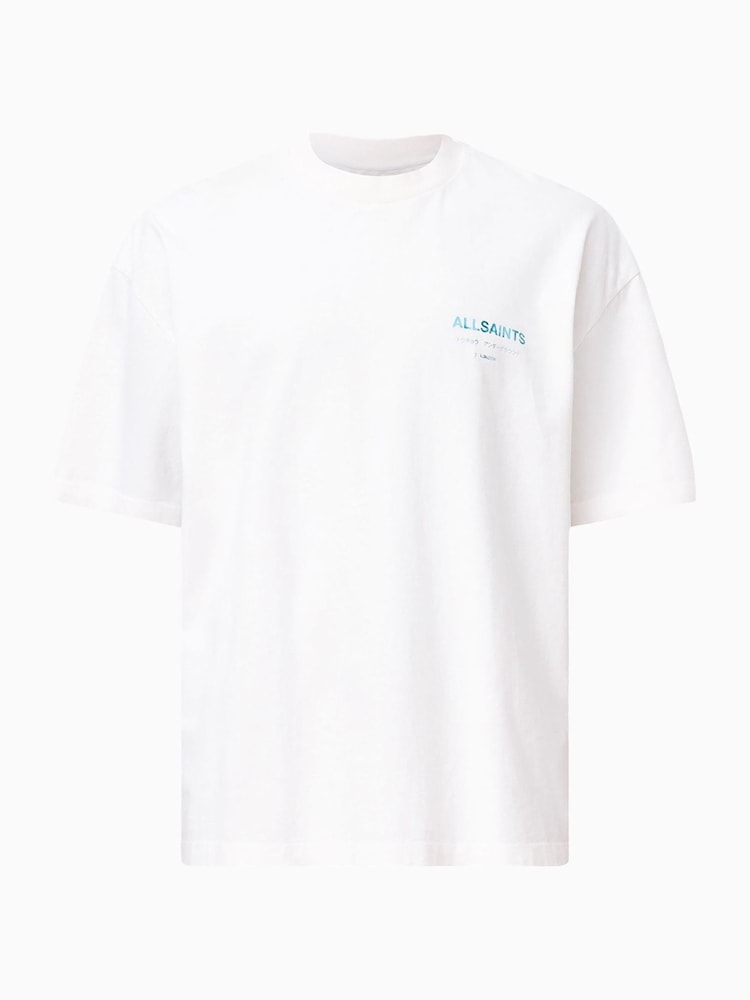 AllSaints Blue Light Underground Black/Blue Oversized Cotton Crew Neck T-Shirt - Image 7 of 7