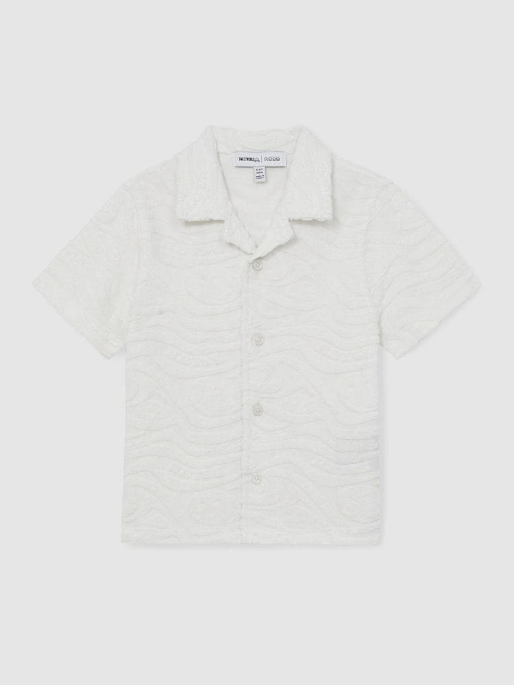 Reiss White Emil 3-9 yrs Smiley World Wave Texture Shirt - Image 2 of 4