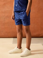 Reiss Bright Blue Marko 9-13 yrs SmileyWorld | Reiss Wave Texture Shorts - Image 1 of 4
