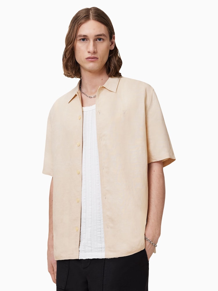 AllSaints Brown Bandol Short Sleeve Shirt - Image 1 of 9