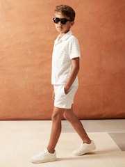 Reiss White Marko 3-9 yrs SmileyWorld | Reiss Wave Texture Shorts - Image 1 of 4