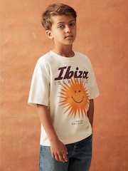 Reiss Off White Bruno 13-14 yrs SmileyWorld | Reiss Sun Motif T-Shirt - Image 3 of 4