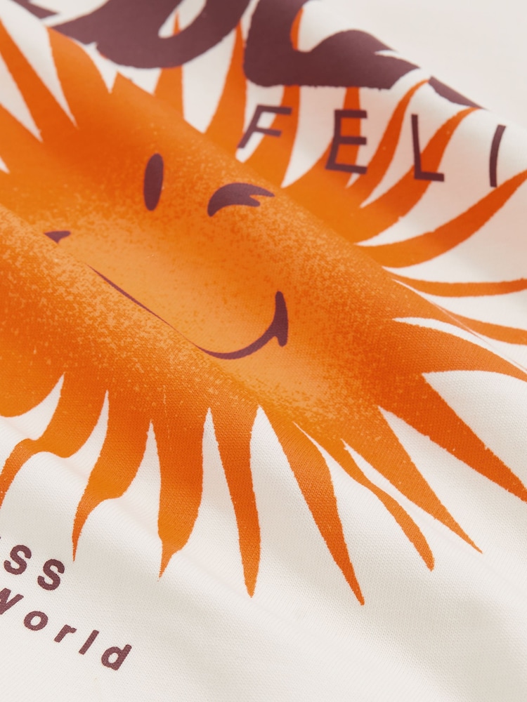 Reiss Off White Bruno 13-14 yrs SmileyWorld | Reiss Sun Motif T-Shirt - Image 4 of 4