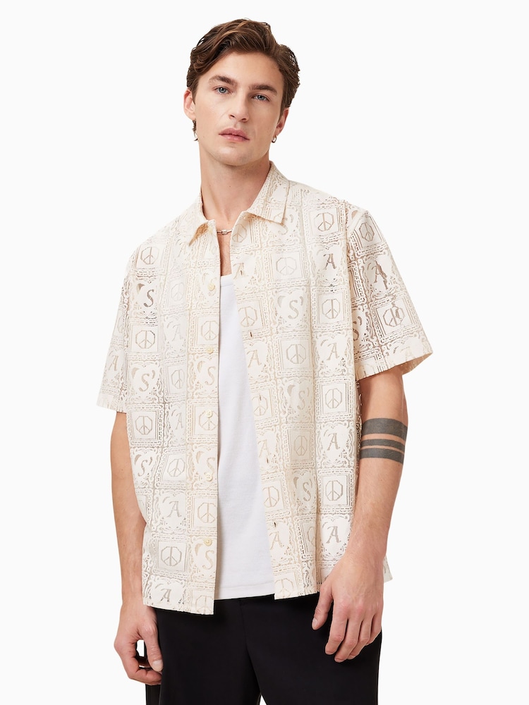 AllSaints White Netley Short Sleeve Shirt - Image 1 of 8