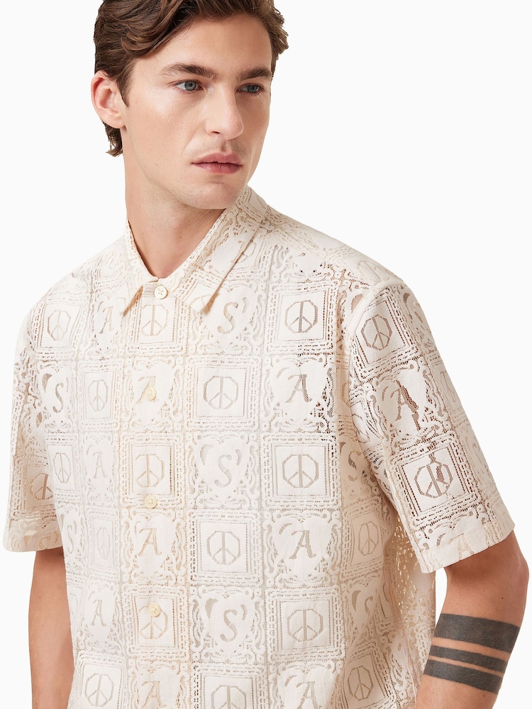 AllSaints White Netley Short Sleeve Shirt - Image 2 of 8