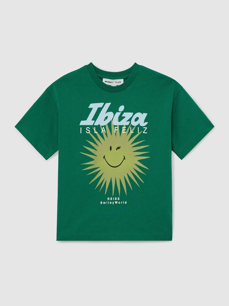 Reiss Bright Green Bruno 13-14 yrs SmileyWorld | Reiss Sun Motif T-Shirt - Image 1 of 4