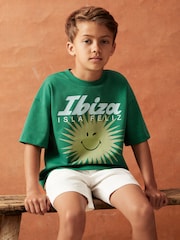 Reiss Bright Green Bruno 13-14 yrs SmileyWorld | Reiss Sun Motif T-Shirt - Image 3 of 4
