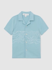 Reiss Sky Blue Sol 9-13 yrs Smiley World Embroidered Shirt - Image 2 of 5