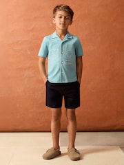 Reiss Sky Blue Sol 9-13 yrs Smiley World Embroidered Shirt - Image 3 of 5