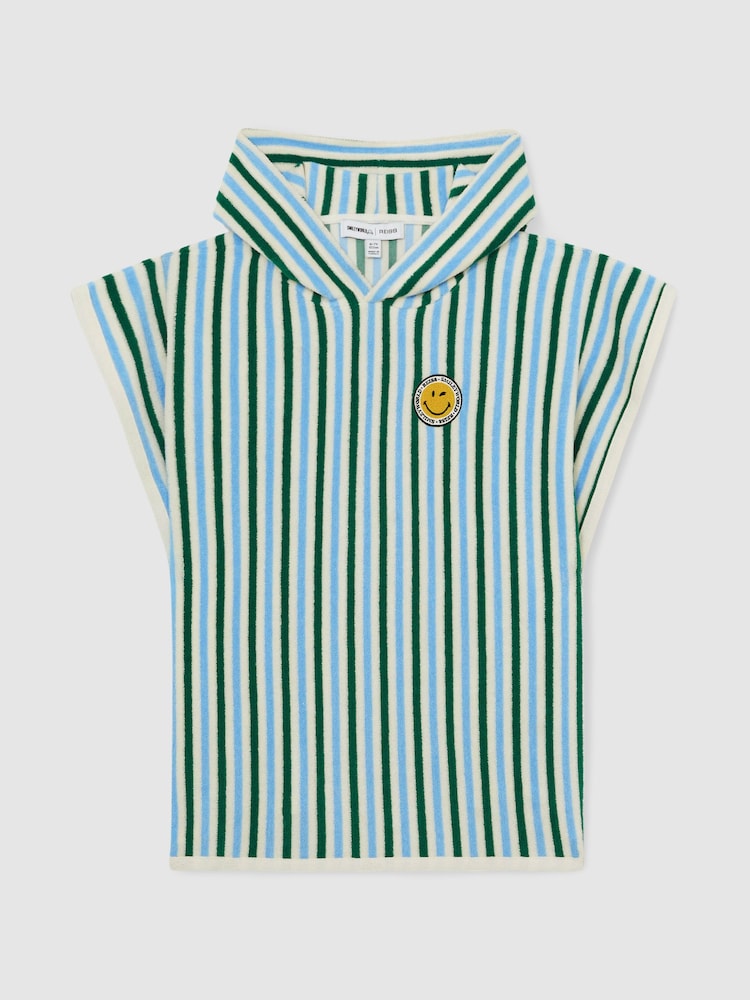 Reiss Green/Blue/White Felipe 9-13 yrs SmileyWorld Hooded Towel - Image 2 of 6