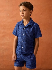 Reiss Bright Blue Emil 3-9 yrs SmileyWorld Wave Texture Shirt - Image 1 of 4