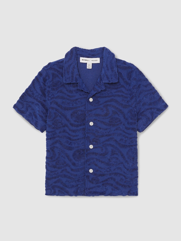 Reiss Bright Blue Emil 3-9 yrs SmileyWorld Wave Texture Shirt - Image 2 of 4