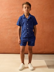 Reiss Bright Blue Emil 3-9 yrs SmileyWorld Wave Texture Shirt - Image 3 of 4