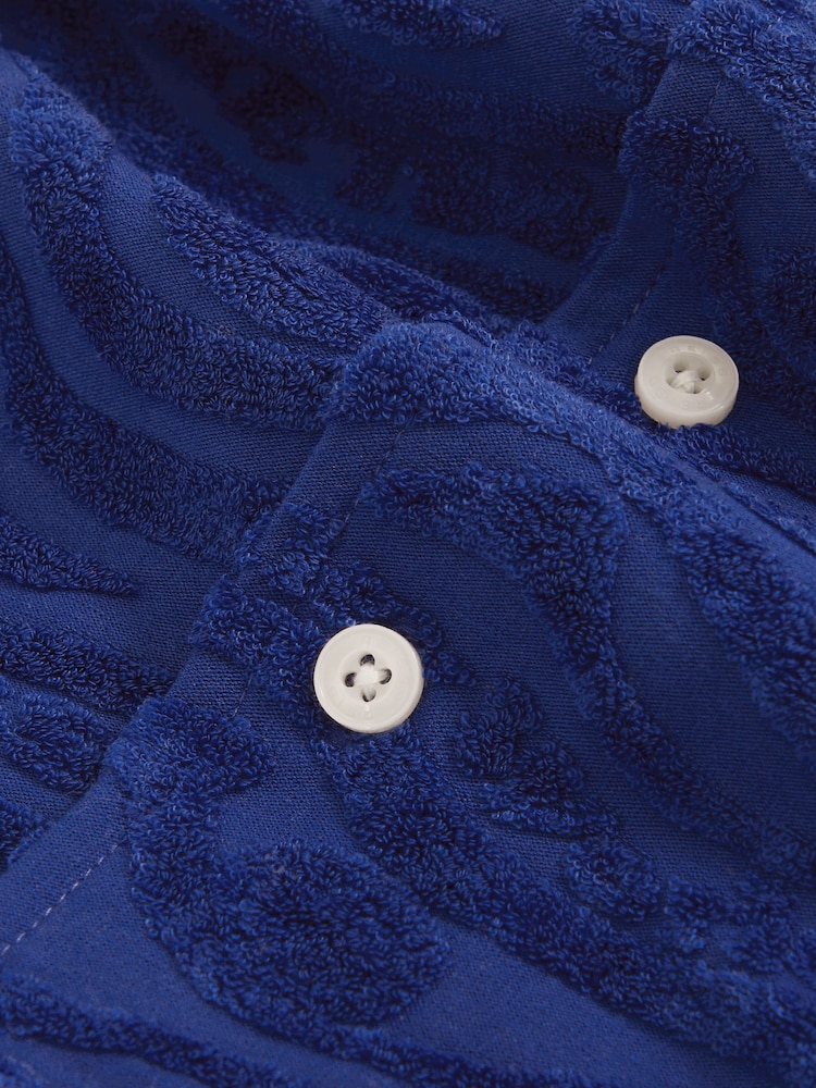 Reiss Bright Blue Emil 3-9 yrs SmileyWorld Wave Texture Shirt - Image 4 of 4